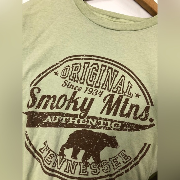 Smoky Mountains Tennessee top Vintage t-shirt Vtg graphic tee Bear shirt sz L 💚 - Picture 5 of 6